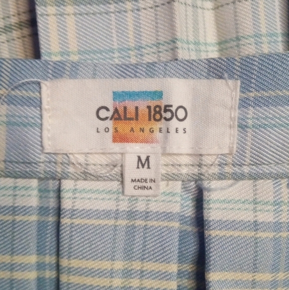 Cali 1850 Academia Pleated Side Zip Blue White Plaid Mini Skirt Size Medium - Picture 6 of 8
